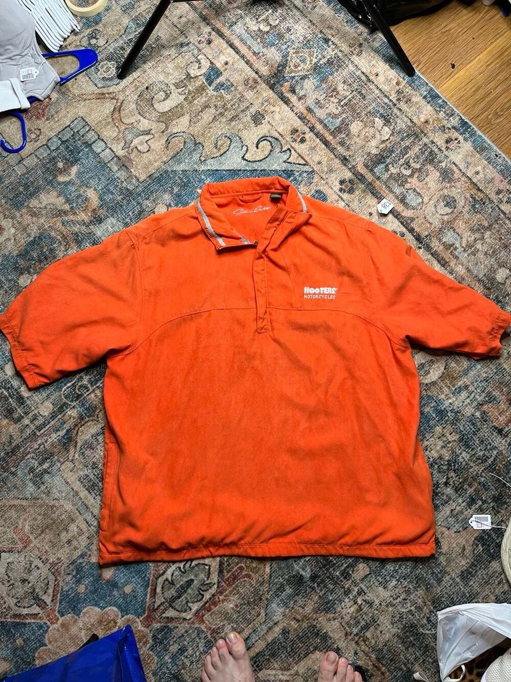 Glen Echo Hooters Motorcycles Orange Short Sleeve Polo Shirt